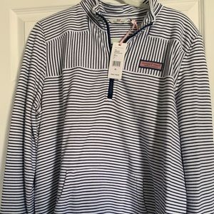 White and Navy striped Vineyard Vines Pullover